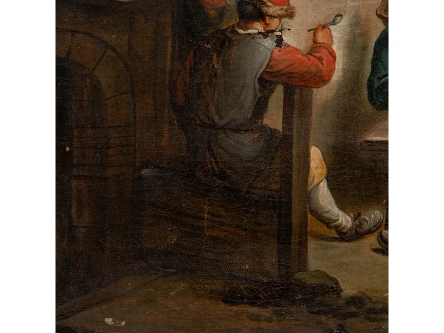 Flemish school, the pipe smokers in front of the inn, 18thc, oil on canvas 55 x 65 cm. (21.64 x 25.58 in.), frame: 67 x 67 cm. (26.37 x 26.37 in.) - afbeelding 4 van  7