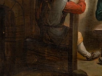 Flemish school, the pipe smokers in front of the inn, 18thc, oil on canvas 55 x 65 cm. (21.64 x 25.58 in.), frame: 67 x 67 cm. (26.37 x 26.37 in.) - afbeelding 4 van  7