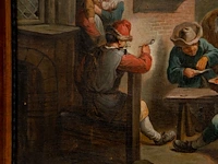 Flemish school, the pipe smokers in front of the inn, 18thc, oil on canvas 55 x 65 cm. (21.64 x 25.58 in.), frame: 67 x 67 cm. (26.37 x 26.37 in.) - afbeelding 5 van  7