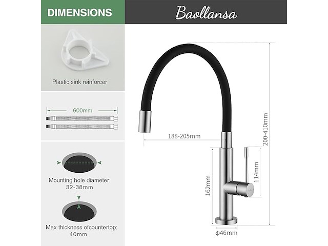 Flexibele keukenkraan - afbeelding 2 van  5