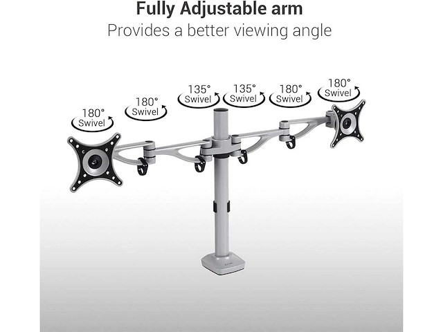 Fleximounts m13 aluminium dubbel gearticuleerde bureaustandaard voor 10 tot 27 inch lcd-scherm - afbeelding 2 van  7