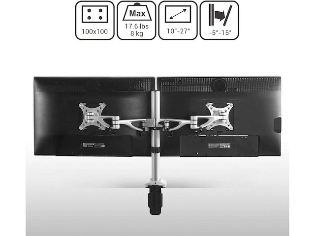 Fleximounts m13 aluminium dubbel gearticuleerde bureaustandaard voor 10 tot 27 inch lcd-scherm - afbeelding 3 van  7