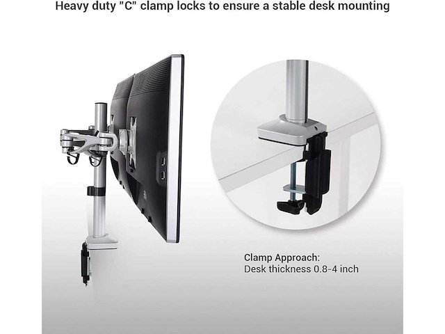 Fleximounts m13 aluminium dubbel gearticuleerde bureaustandaard voor 10 tot 27 inch lcd-scherm - afbeelding 5 van  7