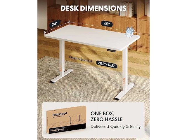 Flexispot 48 x 24 inch hoogteverstelbaar elektrisch zit-staand bureau - afbeelding 3 van  3