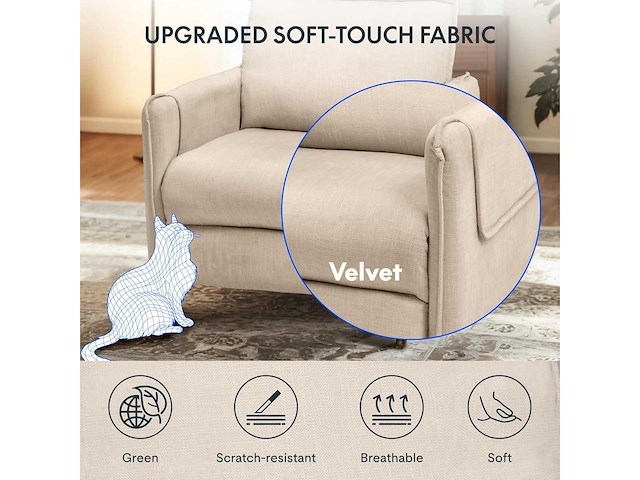 Flexispot adult reclining massagestoel, stoffen fauteuil - afbeelding 5 van  9