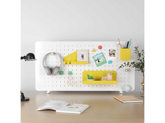 Flexispot bureauverdeler, doe-het-zelf bord, bureauorganizer (wit-geelgroen, 90x37cm) - afbeelding 1 van  5