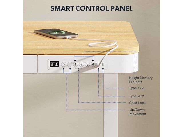 Flexispot elektrisch zit-sta bureau met lades - afbeelding 6 van  8