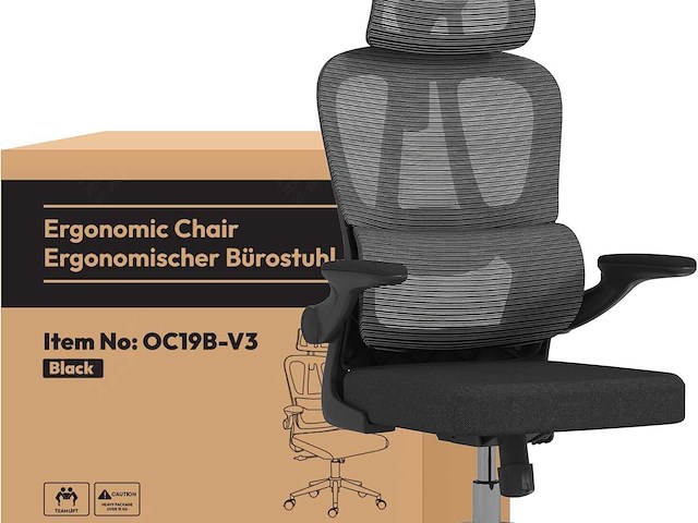 Flexispot ergonomische bureaustoel, met 2d-hoofdsteun - afbeelding 1 van  8