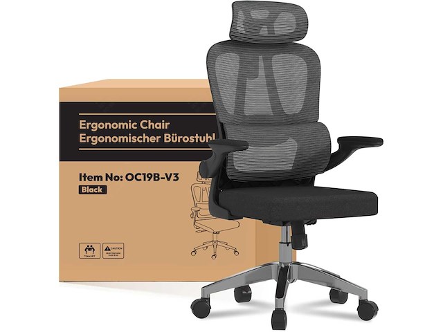 Flexispot ergonomische bureaustoel, met 2d-hoofdsteun - afbeelding 2 van  8