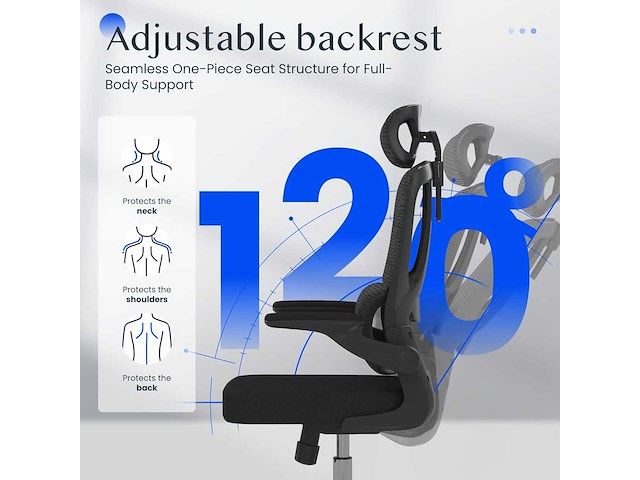 Flexispot ergonomische bureaustoel, met 2d-hoofdsteun - afbeelding 6 van  8