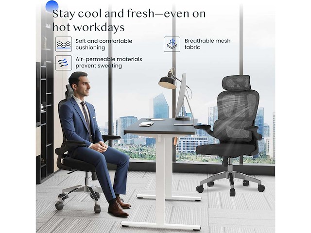 Flexispot ergonomische bureaustoel, met 2d-hoofdsteun - afbeelding 7 van  8