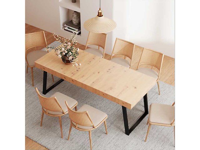 Flexispot uitschuifbare eettafel met mdf blad en stalen frame, 80 kg laadcapaciteit - afbeelding 1 van  6