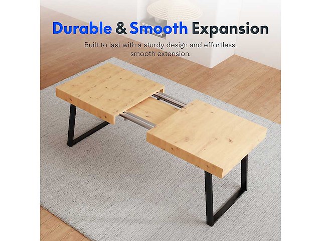 Flexispot uitschuifbare eettafel met mdf blad en stalen frame, 80 kg laadcapaciteit - afbeelding 2 van  6