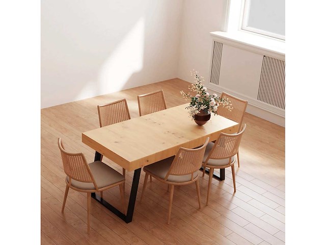 Flexispot uitschuifbare eettafel met mdf blad en stalen frame, 80 kg laadcapaciteit - afbeelding 5 van  6