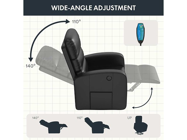 Flexispot xl3 liftstoel, massage- en verwarmingsfunctie - afbeelding 4 van  9
