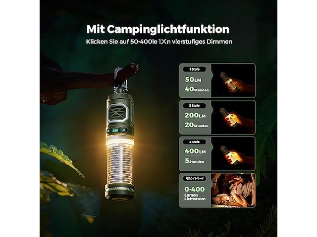 Flextailgear draagbaar muggenspray met 400 lm campinglamp - afbeelding 2 van  5