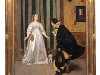 Florent willems (1823-1905), ready for the evening out, 1857, oil on mahogany 93 x 73 cm. (36.60 x 28.73 in.), frame: 110 x 90 cm. (43.31 x 35.42 in.) - afbeelding 2 van  6
