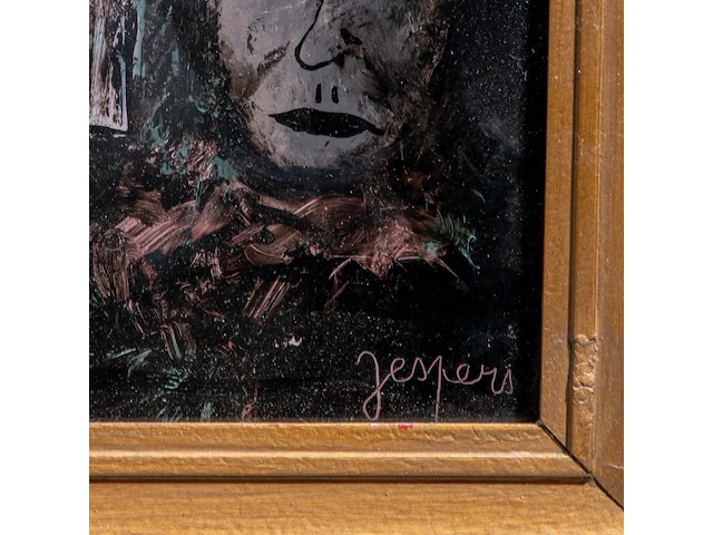 Floris jespers (1889-1965) and denise malfet (1945) (?), clowns, églomisé 58 x 41 cm. (22.82 x 16.14 in.), frame: 68 x 51 cm. (26.76 x 20.07 in.) - afbeelding 4 van  6