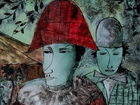 Floris jespers (1889-1965) and denise malfet (1945) (?), clowns, églomisé 58 x 41 cm. (22.82 x 16.14 in.), frame: 68 x 51 cm. (26.76 x 20.07 in.) - afbeelding 5 van  6