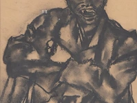 Floris jespers (1889-1965), 'makanga 2/2', 1952, charcoal drawing 50 x 40 cm. (19.67 x 15 3/4 in.), frame: 53.5 x 43.5 cm. (21.05 x 17.12 in.)