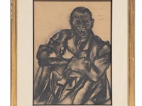 Floris jespers (1889-1965), 'makanga 2/2', 1952, charcoal drawing 50 x 40 cm. (19.67 x 15 3/4 in.), frame: 53.5 x 43.5 cm. (21.05 x 17.12 in.) - afbeelding 2 van  4