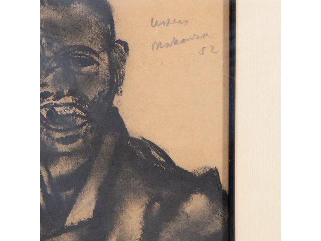 Floris jespers (1889-1965), 'makanga 2/2', 1952, charcoal drawing 50 x 40 cm. (19.67 x 15 3/4 in.), frame: 53.5 x 43.5 cm. (21.05 x 17.12 in.) - afbeelding 4 van  4