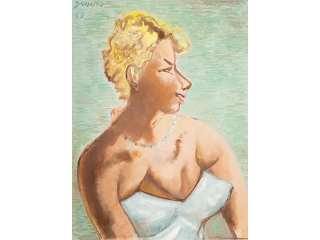 Floris jespers (1889-1965), portrait of a lady in formal wear, 1931, oil on cardboard 70 x 50 cm. (27.55 x 19.67 in.), frame: 95 x 75 cm. (37.39 x 29.53 in.) - afbeelding 1 van  5
