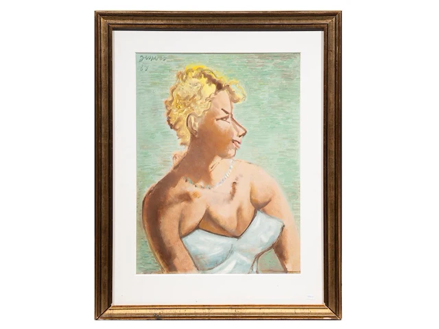 Floris jespers (1889-1965), portrait of a lady in formal wear, 1931, oil on cardboard 70 x 50 cm. (27.55 x 19.67 in.), frame: 95 x 75 cm. (37.39 x 29.53 in.) - afbeelding 2 van  5