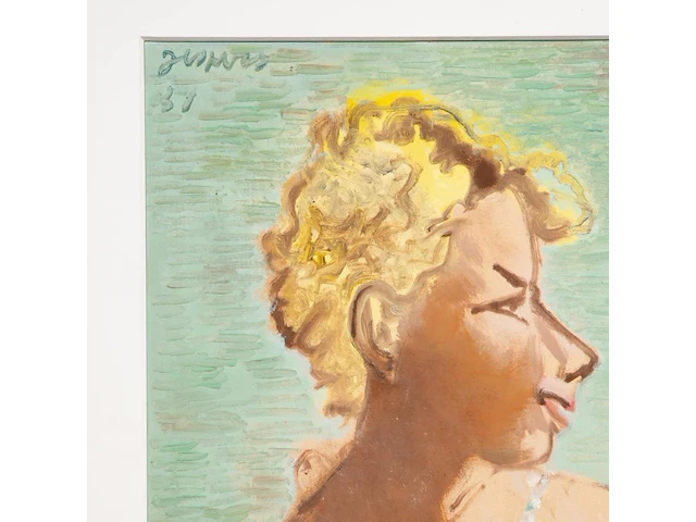 Floris jespers (1889-1965), portrait of a lady in formal wear, 1931, oil on cardboard 70 x 50 cm. (27.55 x 19.67 in.), frame: 95 x 75 cm. (37.39 x 29.53 in.) - afbeelding 4 van  5