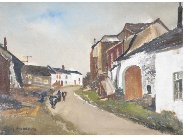 Floris jespers (1889-1965), view of an ardenese village, oil on canvas 50 x 67 cm. (19.67 x 26.37 in.), frame: 66 x 83 cm. (25.98 x 32.67 in.) - afbeelding 1 van  6