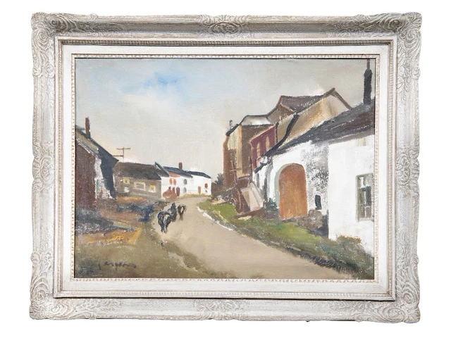 Floris jespers (1889-1965), view of an ardenese village, oil on canvas 50 x 67 cm. (19.67 x 26.37 in.), frame: 66 x 83 cm. (25.98 x 32.67 in.) - afbeelding 2 van  6