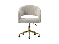 Fluwelen bureaustoel - beige en goud - verstelbare hoogte - door pascal morabito - afbeelding 2 van  8