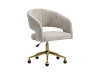Fluwelen bureaustoel - beige en goud - verstelbare hoogte - door pascal morabito - afbeelding 3 van  8