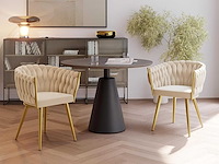 Fluwelen eetkamerstoelen met boogarmen - zandgoud (x4) - afbeelding 1 van  8