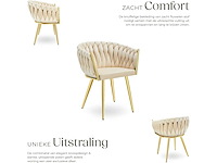 Fluwelen eetkamerstoelen met boogarmen - zandgoud (x4) - afbeelding 6 van  8