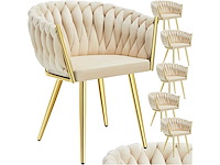 Fluwelen eetstoelen met boog - zandgoud (x6) - afbeelding 7 van  8