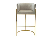 Fluwelen en roestvrijstalen barkruk - beige en goud door pascal morabito (x3) - afbeelding 2 van  8