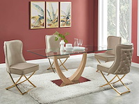 Fluwelen en verguld roestvrijstalen stoel - beige - pascal morabito (x4) - afbeelding 1 van  11