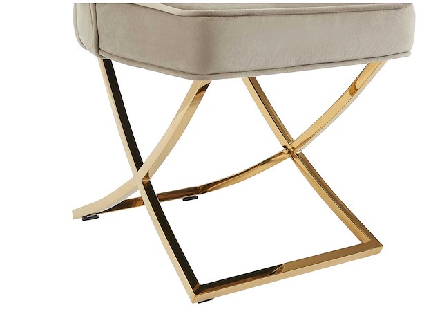 Fluwelen en verguld roestvrijstalen stoel - beige - pascal morabito (x4) - afbeelding 7 van  11