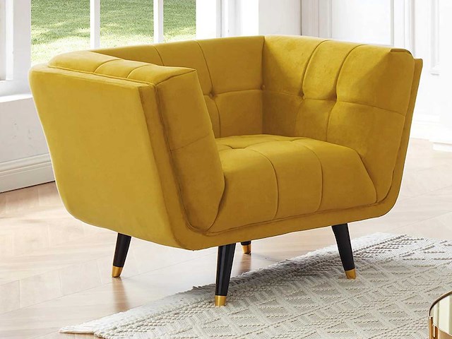 Fluwelen fauteuil - oker - afbeelding 1 van  3