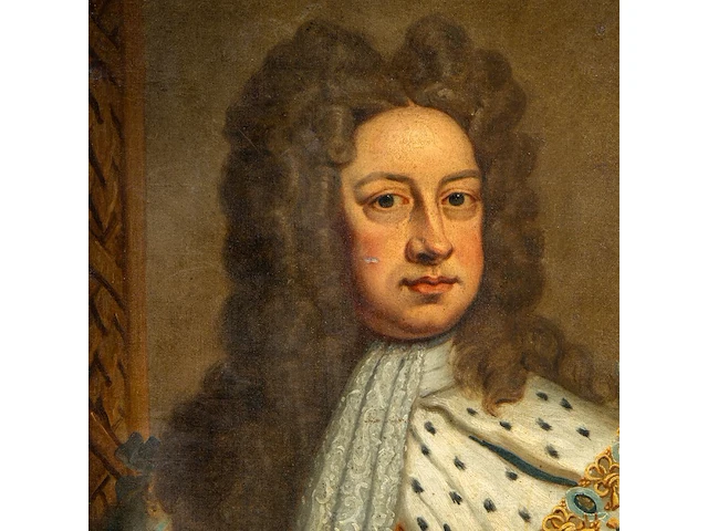 Follower of godfrey kneller (1646-1723), portrait of king george i of great britain and ireland, 1718, oil on canvas 127 x 102 cm. (50 x 40.15 in.), frame: 160 x 135 cm. (62.99 x 53.14 in.) - afbeelding 4 van  8