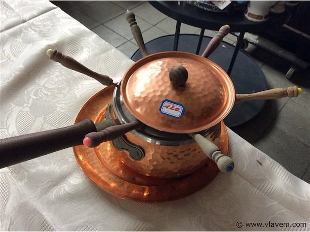 Fondue set (koper) - afbeelding 1 van  2