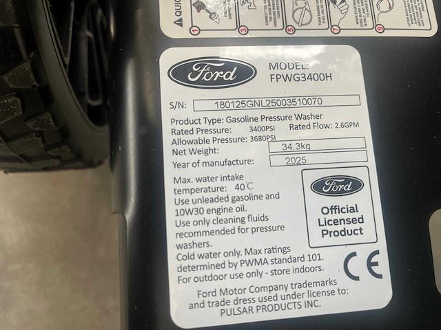 Ford - 2025 - fpwg3400 - hogedrukreiniger 234 bar - afbeelding 2 van  13