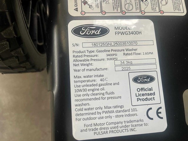 Ford - 2025 - fpwg3400 - hogedrukreiniger 234 bar - afbeelding 2 van  13
