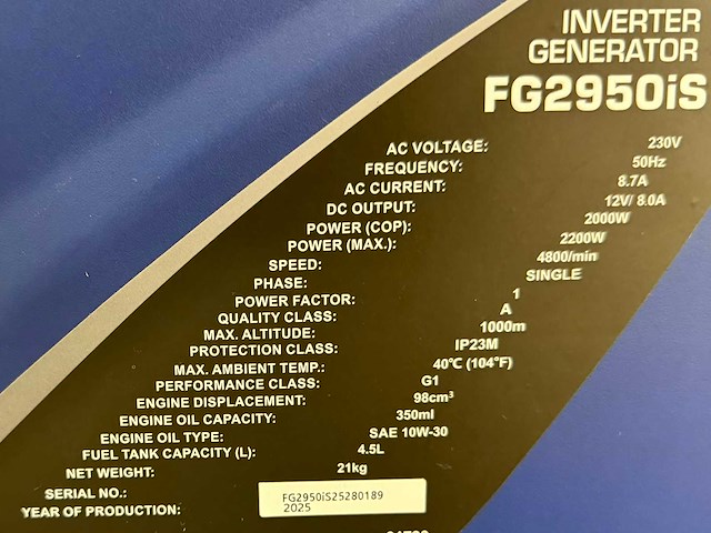 Ford fg2950is inverter stroomgenerator - afbeelding 18 van  19