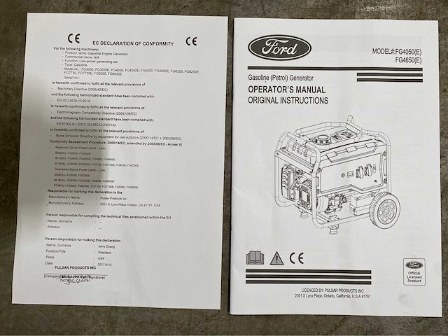 Ford fg4050 benzine stroomgenerator - afbeelding 1 van  5