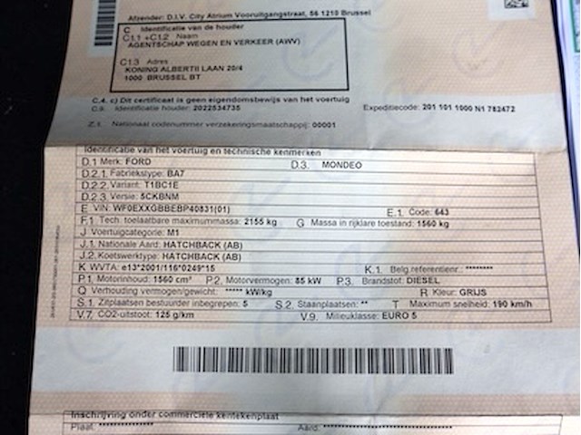 Ford mondeo - wf0exxgbbebp40831 - 2012 - afbeelding 10 van  20