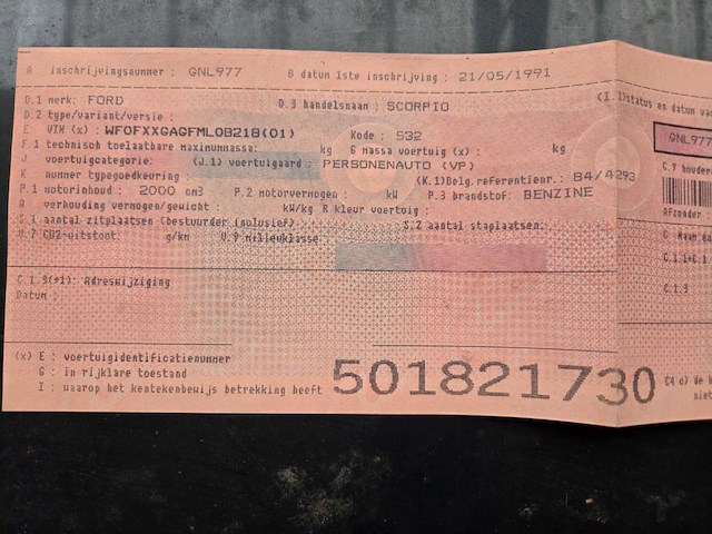 Ford scorpio, 1991 - afbeelding 8 van  10