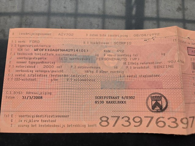 Ford scorpio, 1992 - afbeelding 12 van  15