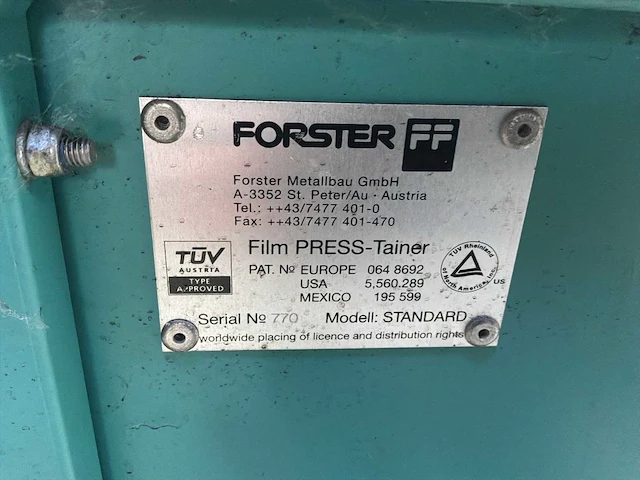 Forster film press-tainer manuele afvalpers - afbeelding 5 van  5